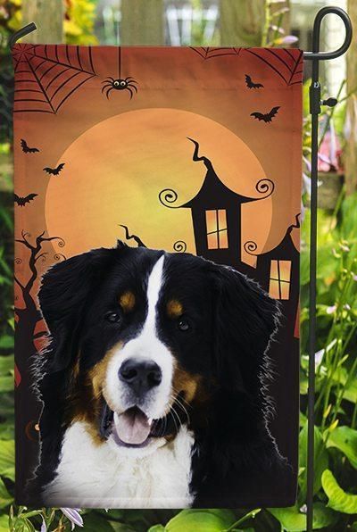 Bernese Mountain Halloween Background Gift For Dog Lover Home Garden Flag House Flag