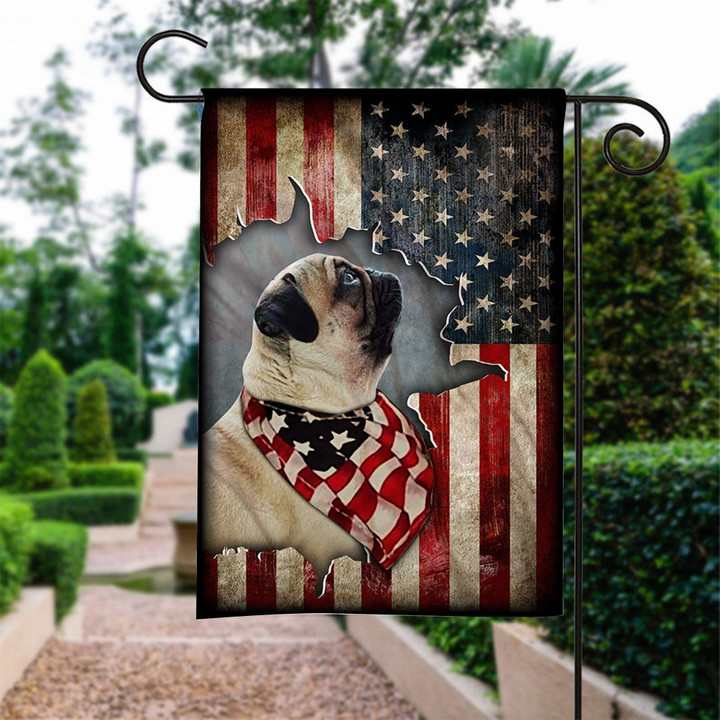 Pug Happy 4th Of July American Us Printed Garden Flag House Flag