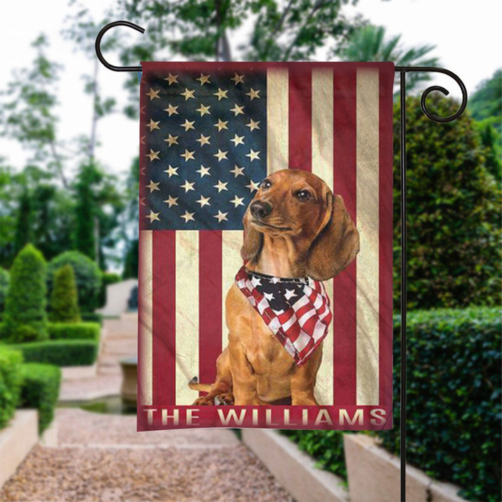4th Of July Dachshund Personalized Name Printed Garden Flag House Flag