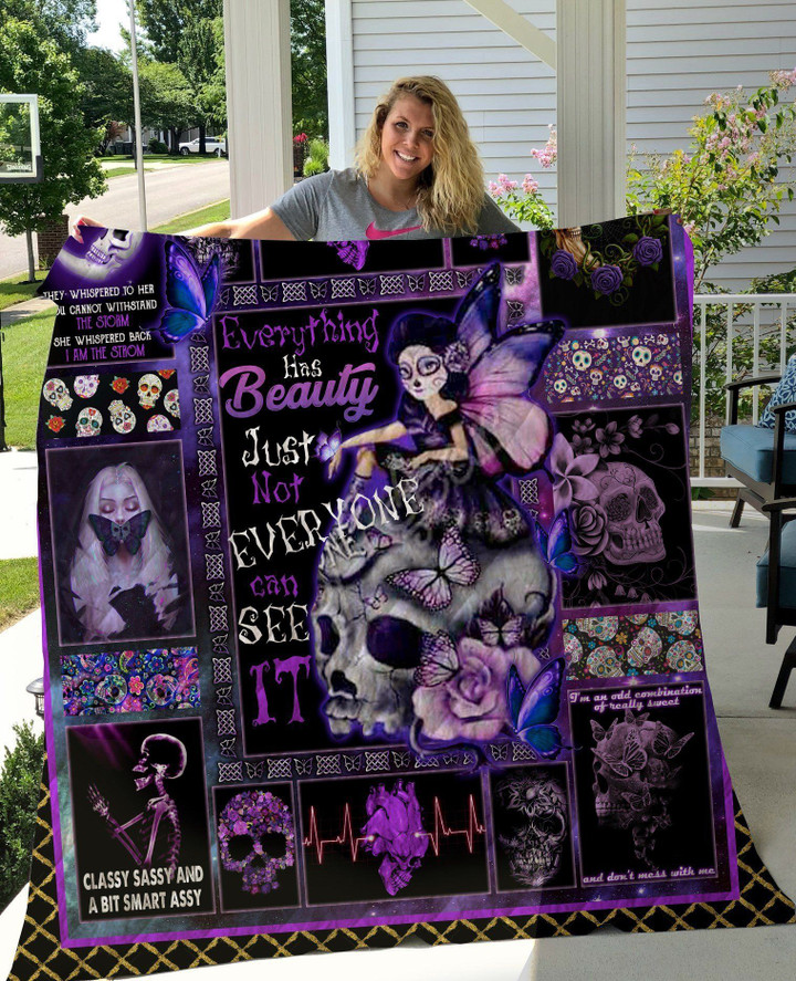 Purple Skull Queen Happy Halloween Day Gift Sherpa Fleece Blanket