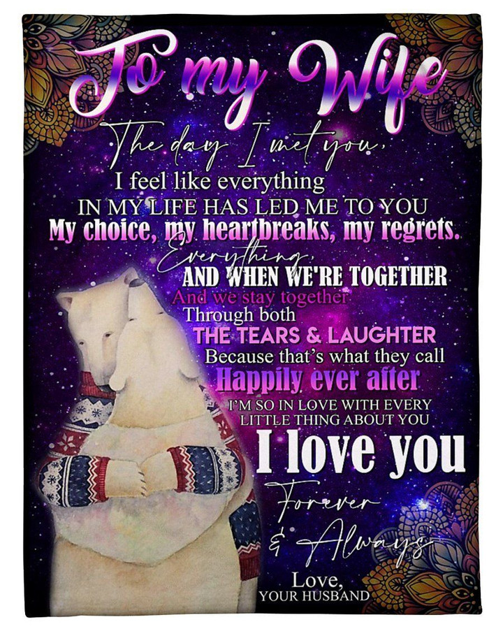 Bear To My Wife I Love You Forever And Always Sherpa Fleece Blanket