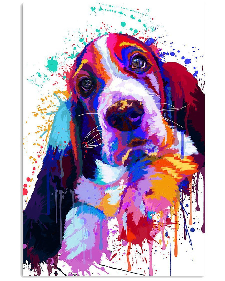 Basset Hound Water Color Custom Design For Dog Lovers Vertical Poster