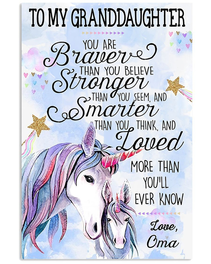 You Are Braver Than You Believe Quote Gift For Grandaughter From Oma Vertical Poster