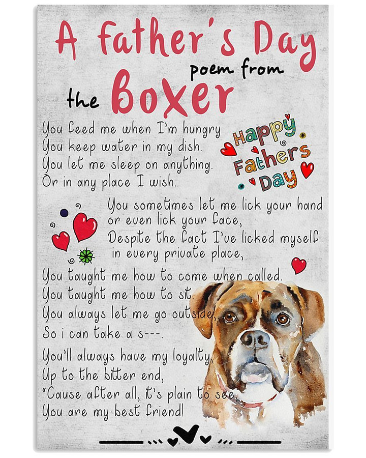 A Father's Day Poem From The Boxer Gift For Dog Lovers Vertical Poster
