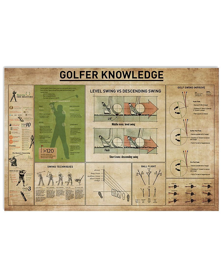 Golfer Knowledge Gifts For Golfing Lovers Horizontal Poster
