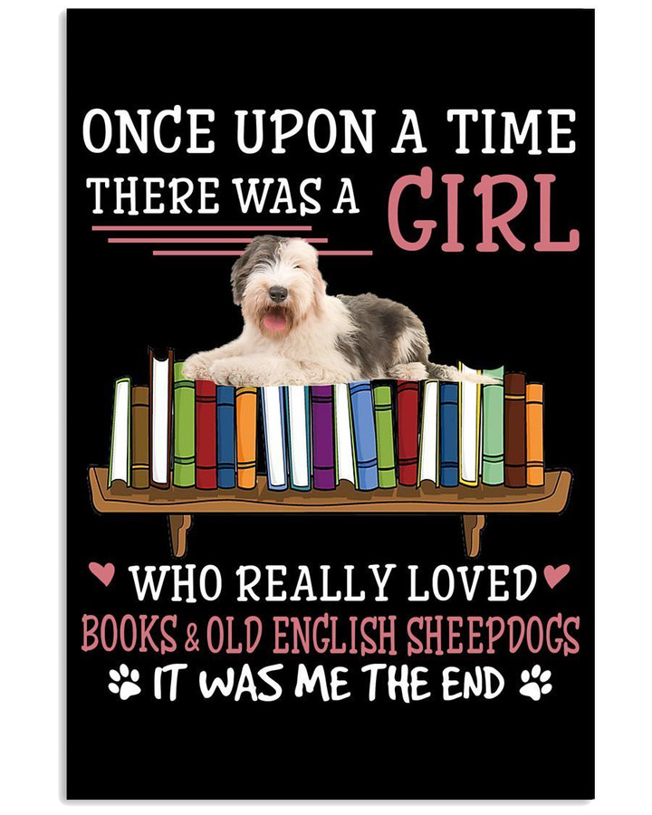 Old English Sheepdogs And Books Custom Design Gifts For Dog Lovers Vertical Poster