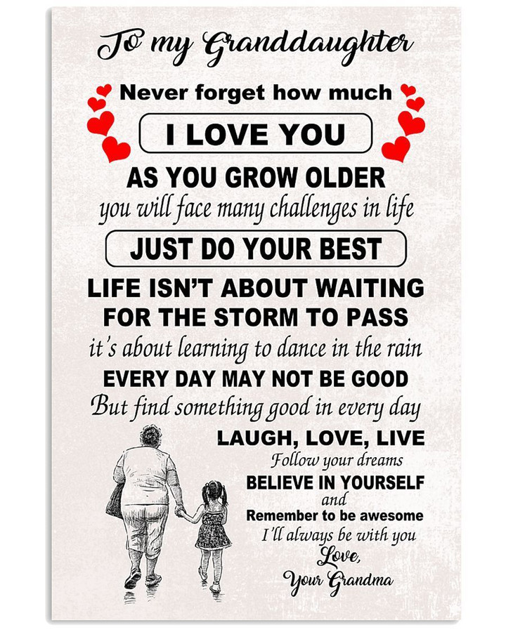 Never Forget How Much I Love You Quote Gift For Granddaughter Vertical Poster