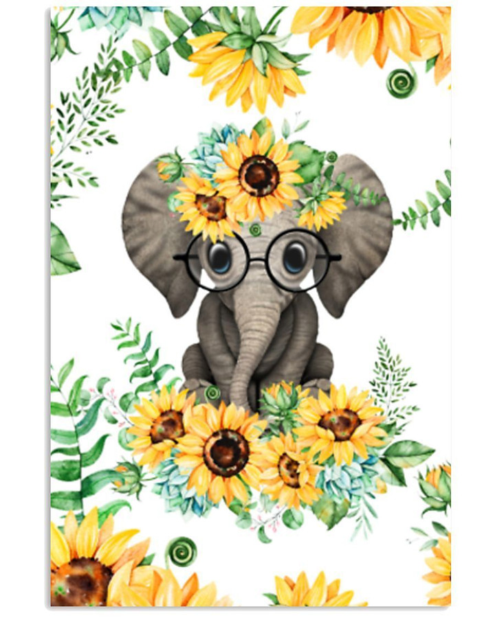 Elephant Sun Flowers Cute Gifts Vertical Poster