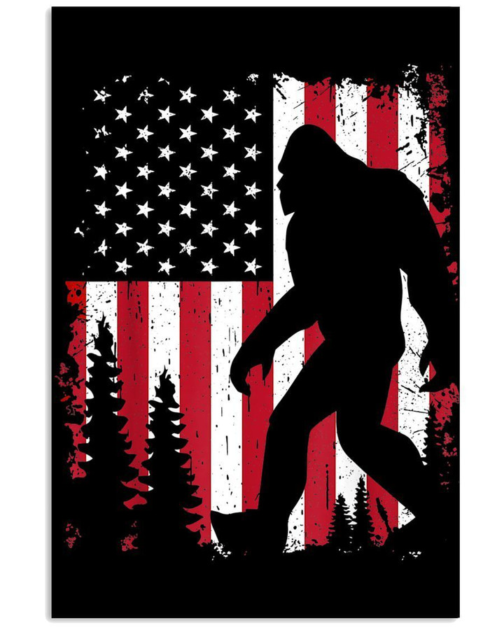 Bigfoot American Usa Flag Vertical Poster
