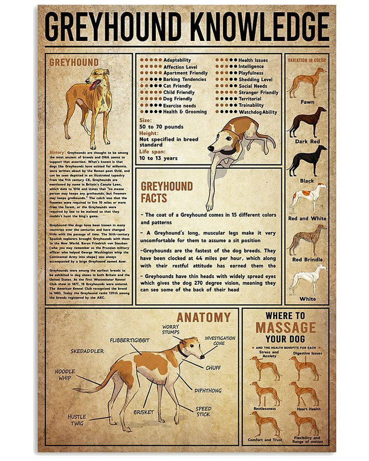 Greyhound Knowledge Gifts For Dog Lovers Vertical Poster
