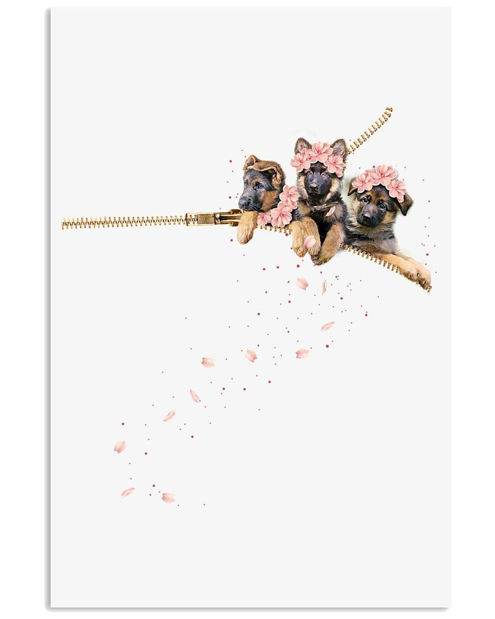 Flower German Shepherd Creative Custom Design For Dog Lovers Vertical Poster
