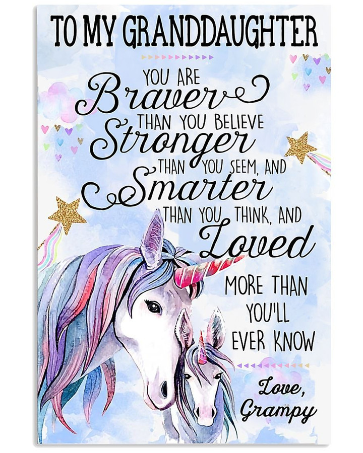 Unicorn Lovely Message Gifts From Grampy For Granddaughers Vertical Poster
