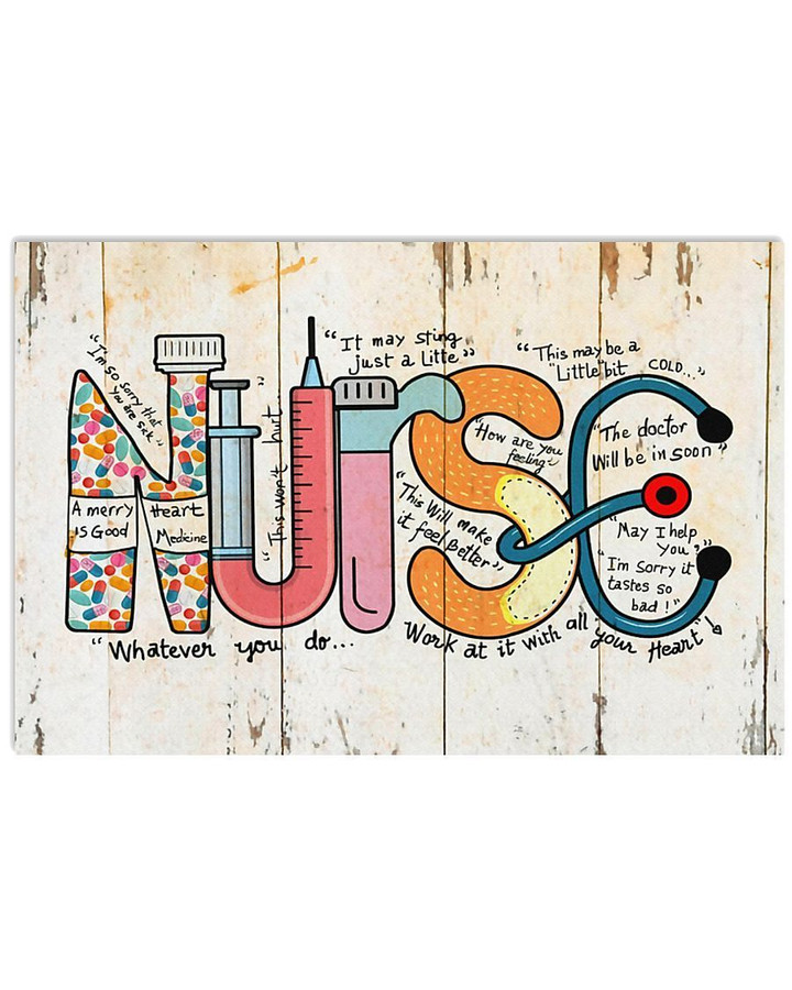 Nurse Whatever You Do Work At It With All Your Heart Colorful Design Horizontal Poster
