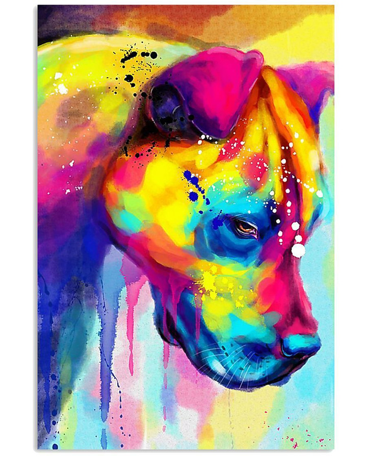 Sad Pitbull Water Color Gifts For Dog Lovers Vertical Poster