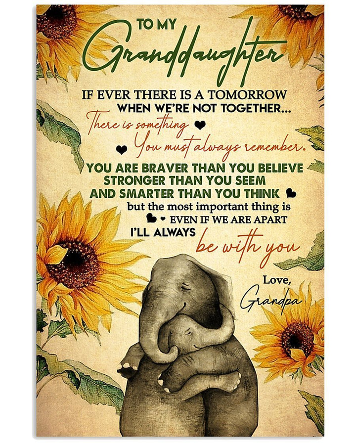 I'll Always Be With You Elephant Lovely Message Gifts For Granddaughters Vertical Poster