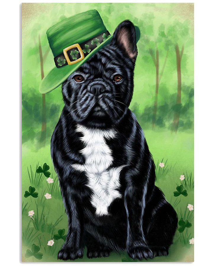 French Bulldog Puppy Shamrock For St.patrick's Day Vertical Poster