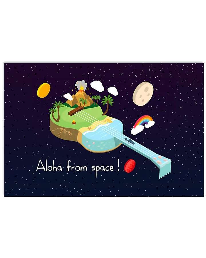 Vintage Unique Aloha From Space Gift For Ukulele Lovers Horizontal Poster