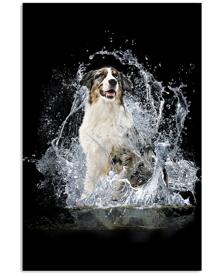 Aussie With Water Line Gift For Dog Lovers Vertical Poster