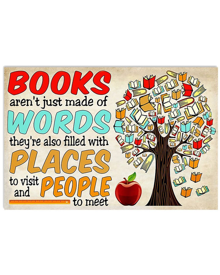 Books Filles With Places To Visit And People To Meet Horizontal Poster