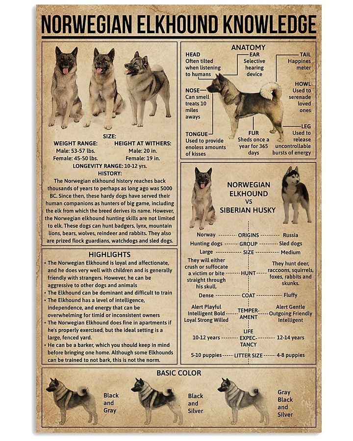 Norwegian Elkhound Knowledge Special Custom Design For Dog Lovers Vertical Poster
