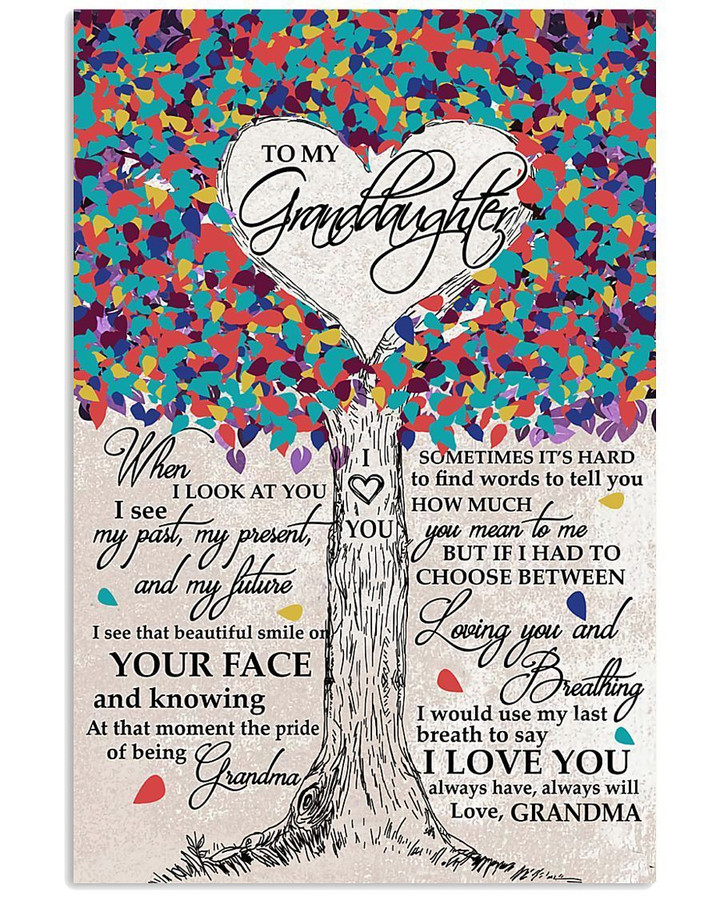 Colorful Heart Canopy Of Leaves With Meaningful Words For Granddaughter Vertical Poster