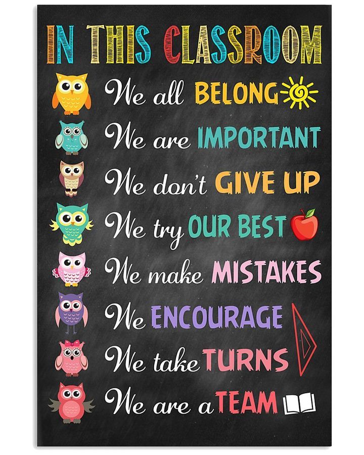In This Classrom We All Belong We Don't Give Up Gift For Owl Lovers Vertical Poster