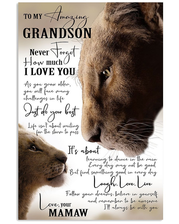 Never Forget How Much I Love You Gift For Grandson From Mamaw Vertical Poster