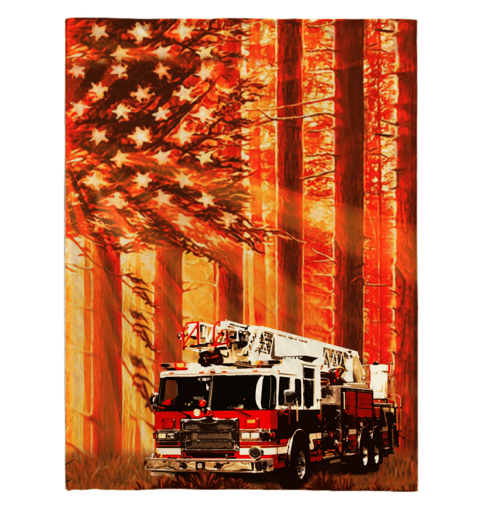 American Flag 4th Of July Firefighter Wall Blanket Giving Firefighter Sherpa Fleece Blanket