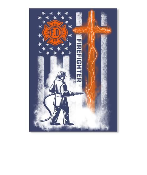 Cross America Flag Firefighter Special Custom Design Personalized Job Gift Peel & Stick Poster