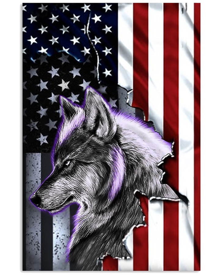 Wolf America Flag Simple Special Custom Design For Cool Boys Vertical Poster