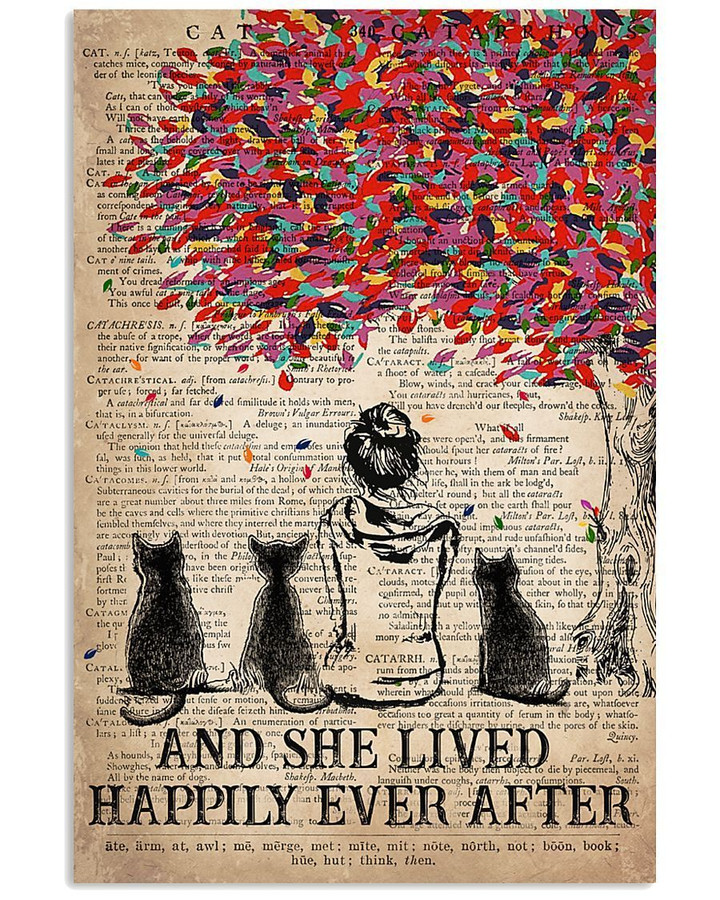 And She Lived Happily Ever After Gift For Cat Lovers Vertical Poster