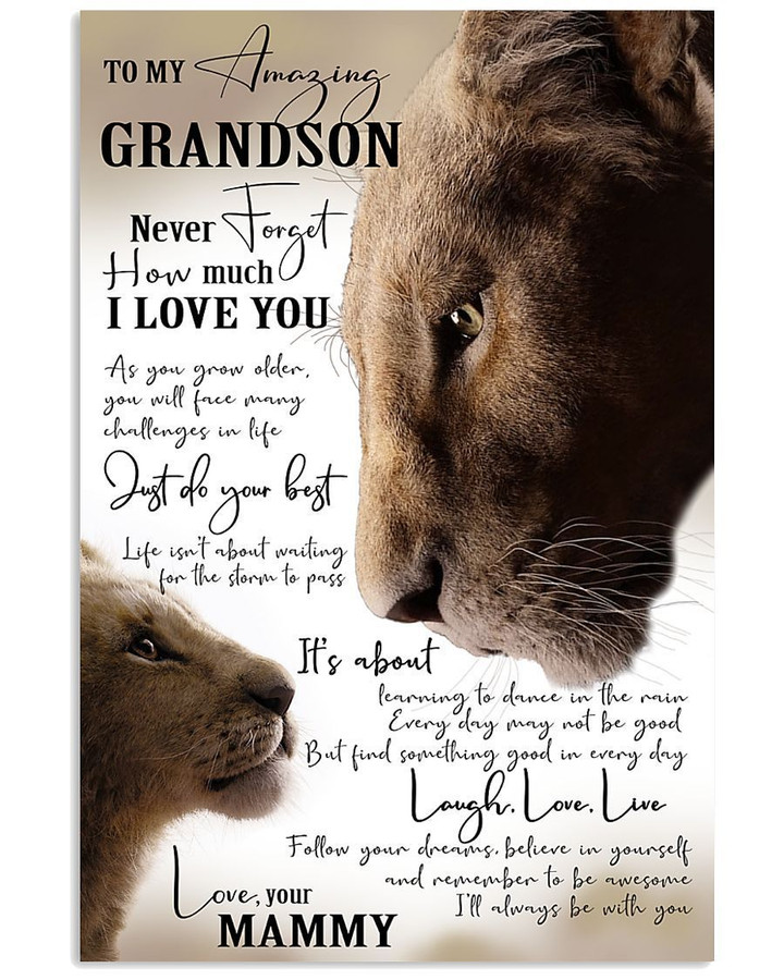 Never Forget How Much I Love You Quote Gift For Grandson From Mammy Vertical Poster