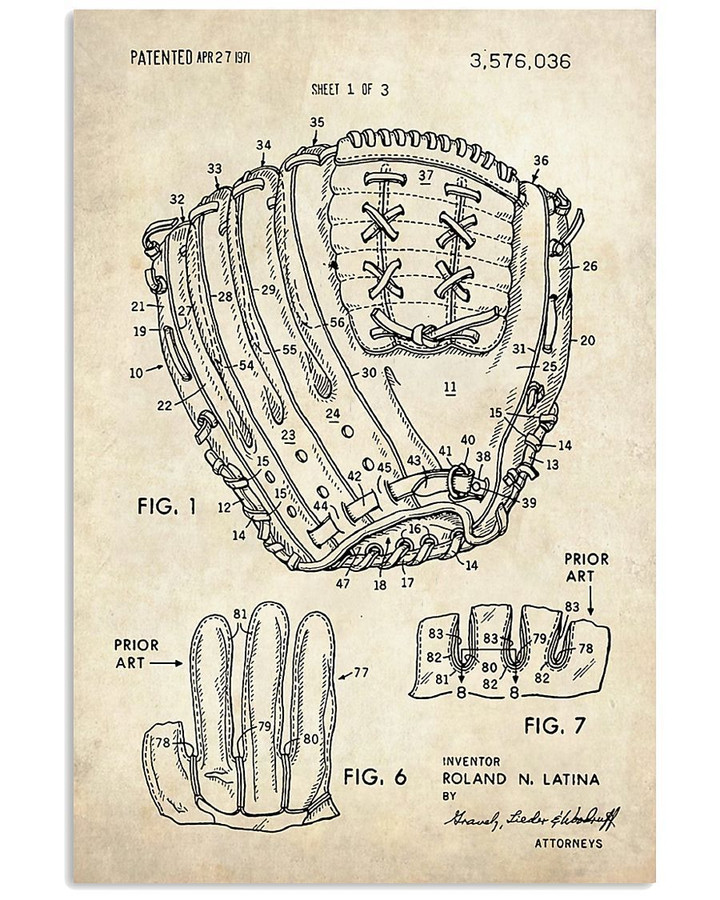 Baseball Gloves Details Design Gifts For Baseball Lovers Vertical Poster