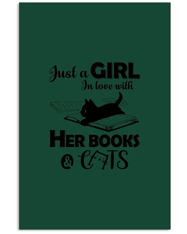 Just A Girl In Love With Her Books Coffee Cats Gift For Friend Vertical Poster