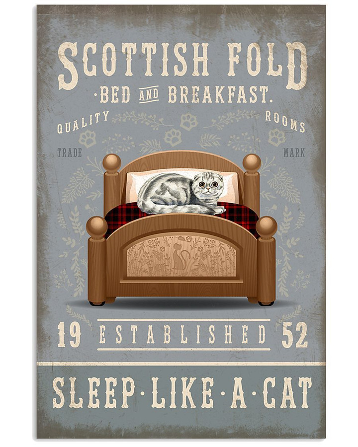 Sleep Like A Cat Scottish Fold Gifts For Cat Lovers Vertical Poster
