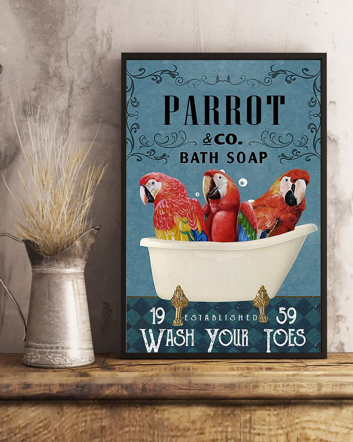 Parrot Co Bath Soap Wash Your Toes Unique Design Vertical Poster