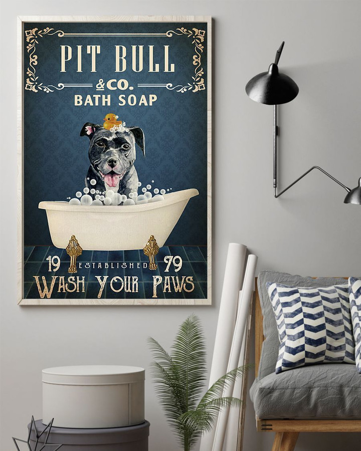 Pitbull Co Bath Soap Wash Your Paws Gift For Pitbull Lovers Vertical Poster