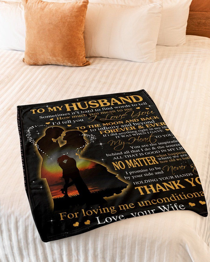 Wife Gift For Husband Thanks For Loving Me Unconditionally Sherpa Fleece Blanket