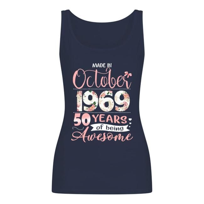Birthday Gift Made In October 1969 50 Years Of Being Awesome Ladies Flowy Tank