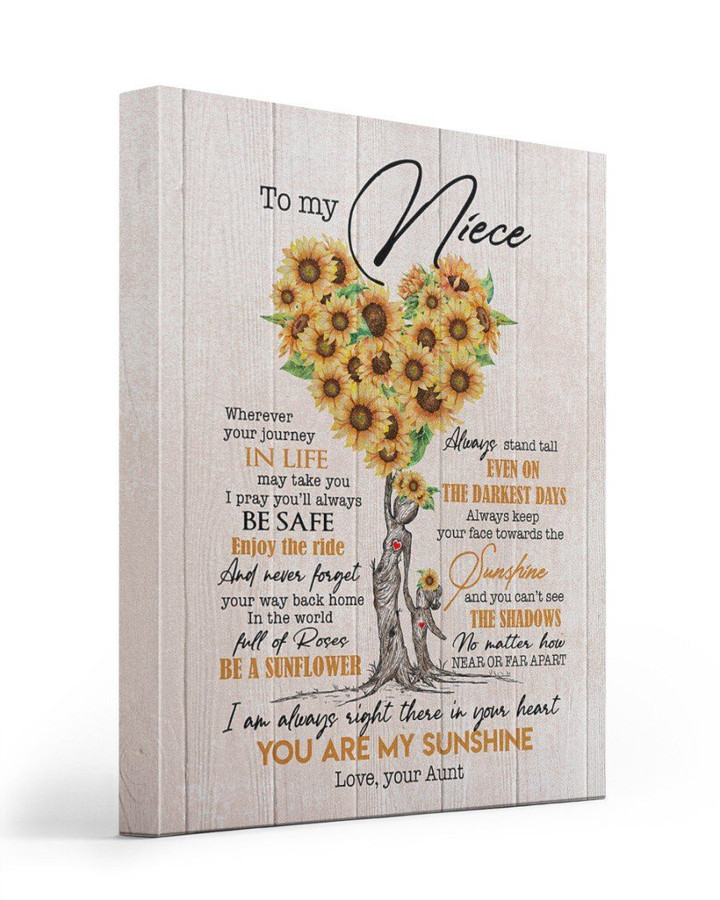 Heart Tree Sunflower Aunt To Niece You’re My Sunshine Matte Canvas Matte Canvas