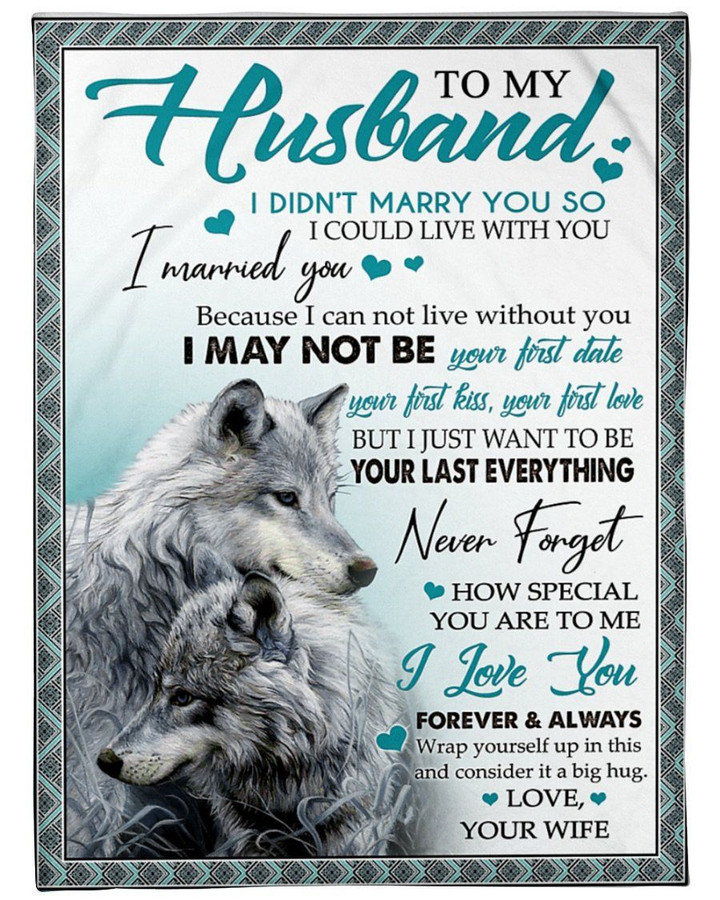 Wolf Couple I Married You Wife Gift For Husband Sherpa Fleece Blanket