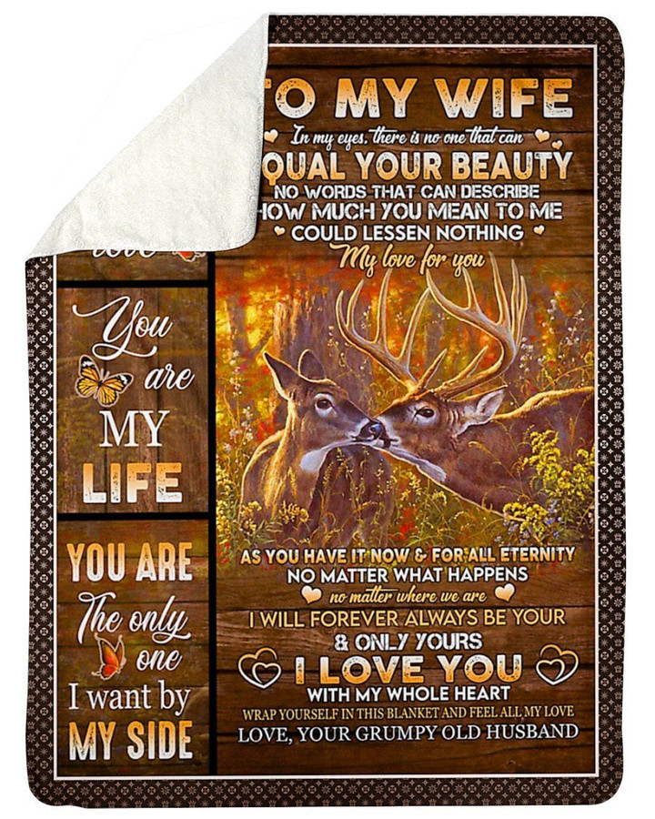 How Much You Mean To Me Deer Butterflies Husband Gift For Wife Sherpa Blanket