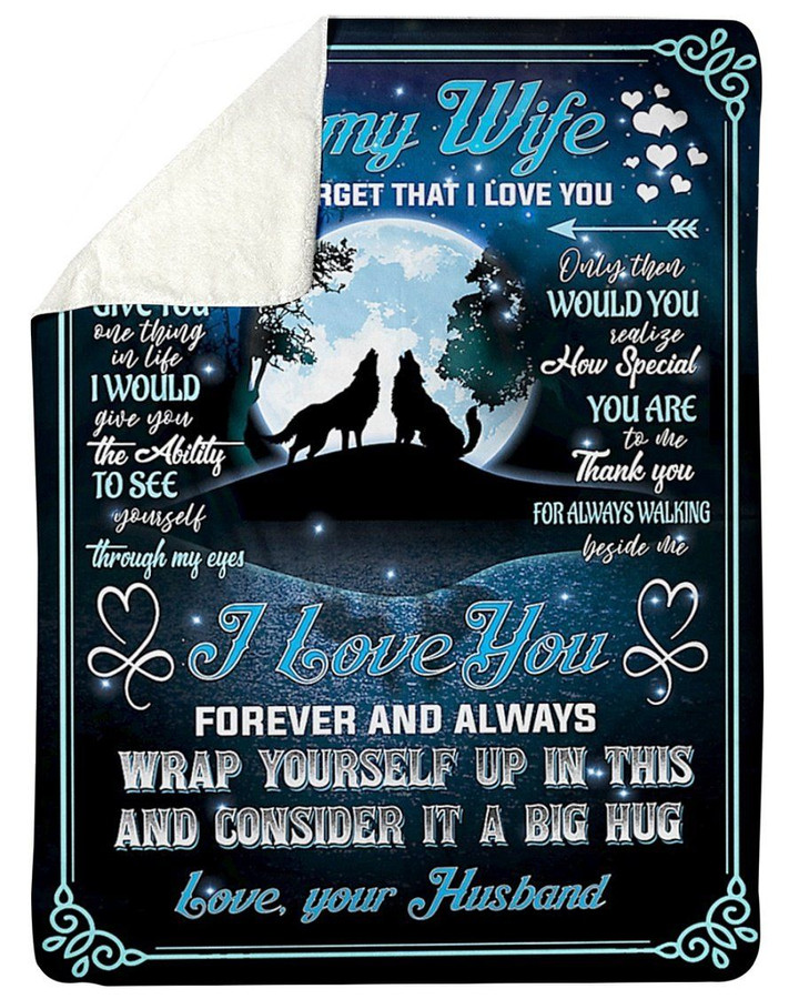 Howling Wolves Full Moon Love You Husband Gift For Wife Sherpa Blanket