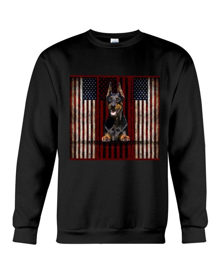 With America Flag Retro Gift For Doberman Lovers Sweatshirt