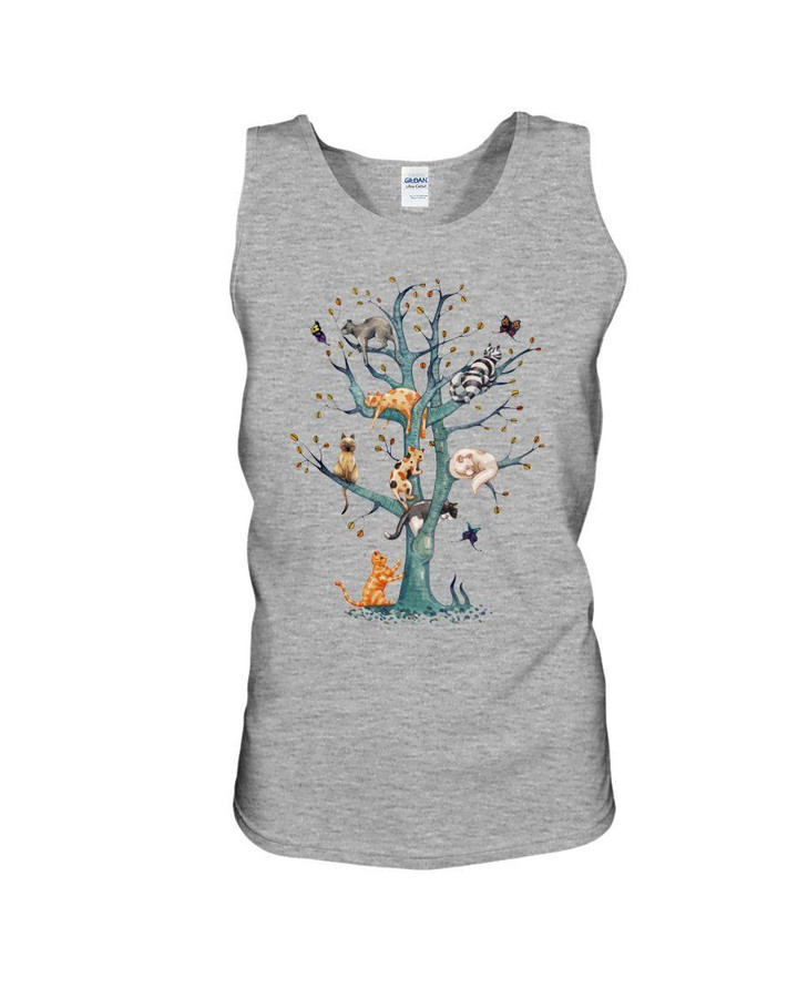 Cats Climbing On Tree Great Gift For Friends Who Loves Cat Unisex Tank Top