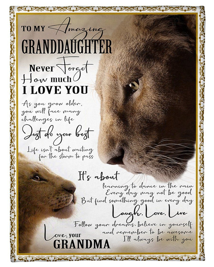 How Much I Love You Lion Grandma Gift For Granddaughter Sherpa Fleece Blanket