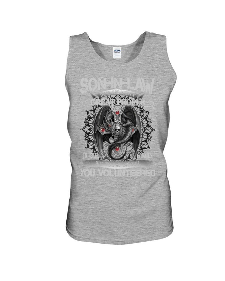 Gift For Son In Law Dragon Skull Cross You Volunteered Unisex Tank Top