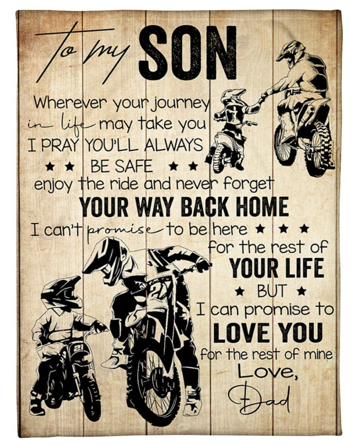 Wherever Your Journey In Life Motorbiker Dad Gift For Son Sherpa Fleece Blanket