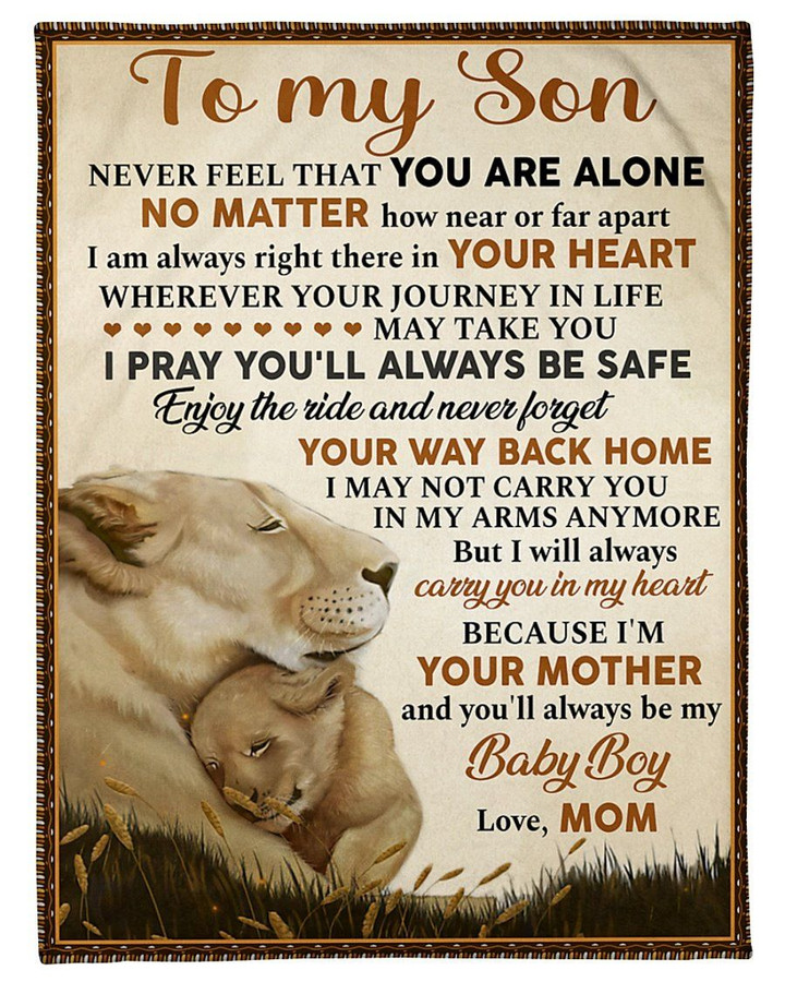 Always Carry You In My Heart Lion Mom Sherpa Fleece Blanket Gift For Son Sherpa Fleece Blanket