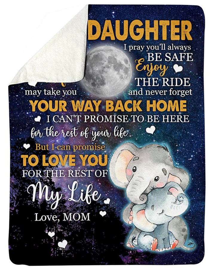 Wherever Your Journey In Life Full Moon Elephant Sherpa Fleece Blanket Mama Gift For Daughter Sherpa Blanket